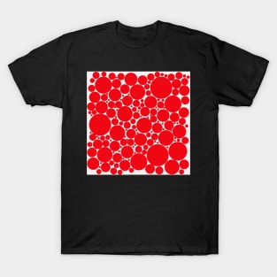 red pop art polka dots on white T-Shirt